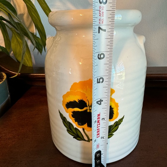 Vintage Harris Pottery Large White Glaze Pansey Crock Vase Chicago Made USA 7.5” - Picture 6 of 6